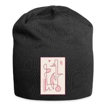 An abstract composition that may suggest dinosaurs - Jersey Beanie - black - Front