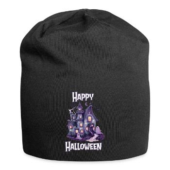 Halloween – Happy Halloween gruseliges Geisterhaus - Jersey-Beanie - Schwarz - Vorne