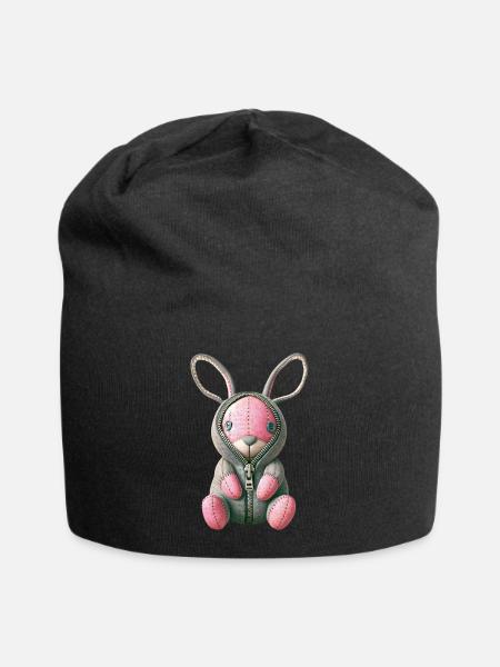 Rosa Häschen - Jersey-Beanie - Schwarz