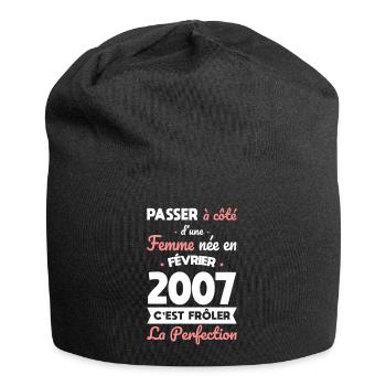 18th birthday - born in February 2007 - Jersey Beanie - black - Front