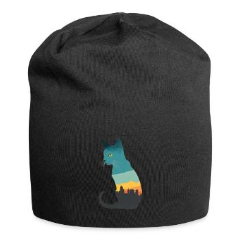 Silhouette d’un chat au flair urbain - Bonnet en jersey - noir - Devant