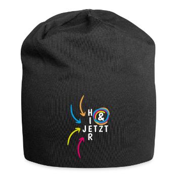 "Hier & Jetzt" Achtsamkeit Mental Health - Jersey-Beanie - Schwarz - Vorne