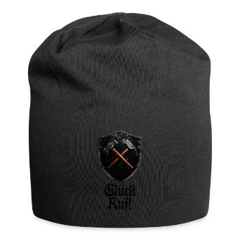 Good luck on logo mining miner mallet and iron - Jersey Beanie - black - Front