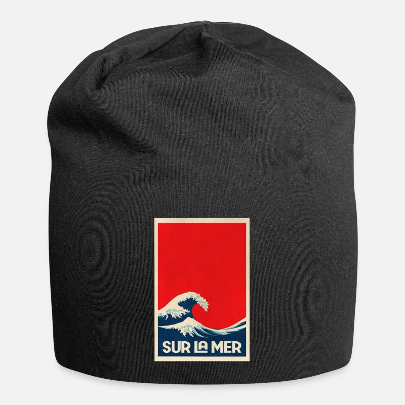 Sur La Mer Wave - Jersey Beanie - black