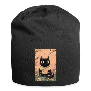 Cute cat - book lover, Cat lover shirt, bags,Tank - Jersey Beanie - black - Front