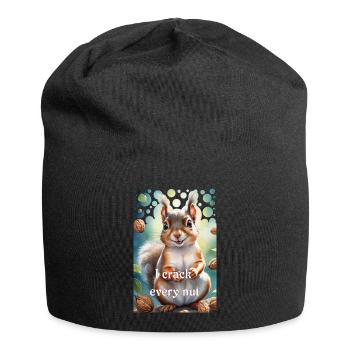 Schlaues Eichhörnchen Ich knacke jede Nuss - Jersey-Beanie - Schwarz - Vorne