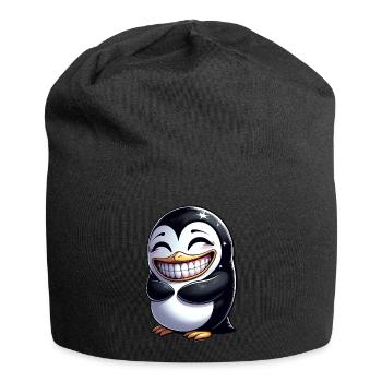 Süßer Pinguin zeigt Zähne Cartoon Lachen - Jersey-Beanie - Schwarz - Vorne