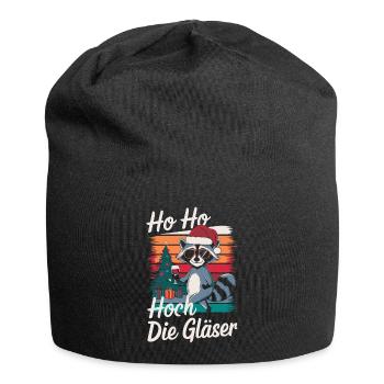 raton laveur Noël vin drôle de dicton - Bonnet en jersey - noir - Devant