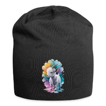 Colorful Baby Goat – Cute & Playful Design - Jersey Beanie - black - Front