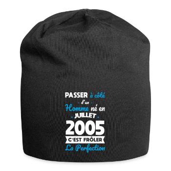 Anniversaire 20 ans - Né en Juillet 2005 - Bonnet en jersey - noir - Devant