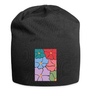 Boho Flora Flowers - Jersey Beanie - black - Front