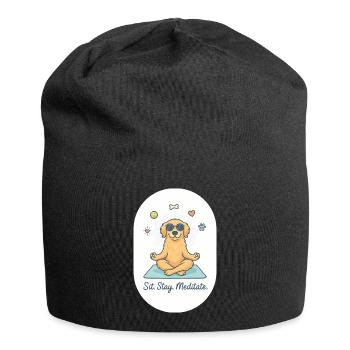 Zen Golden Retriever: Der flauschige Lebenscoach - Jersey-Beanie - Schwarz - Vorne