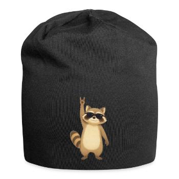 Retro Raccoon Rocker - Jersey Beanie - black - Front
