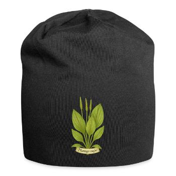 Breitwegerich – Plantago major | Kraft der Bodenkr - Jersey-Beanie - Schwarz - Vorne