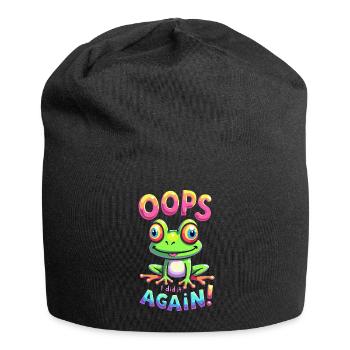 Colorful Frog with Optimistic Message - Jersey Beanie - black - Front