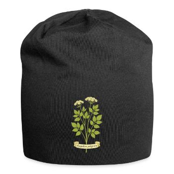 Achillea millefolium | Sanfte Stärke der Wiese - Jersey-Beanie - Schwarz - Vorne