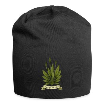Plantago lanceolata | Botanisches Wildkraut-Design - Jersey-Beanie - Schwarz - Vorne