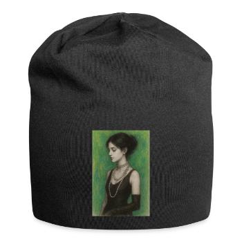 Frau Halskette Perlen Grün Elegant Omikly Pop Art - Jersey-Beanie - Schwarz - Vorne
