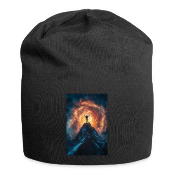 Unter kosmischem Feuer - Jersey-Beanie - Schwarz - Vorne