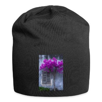 Vibrant Blossom Against Rustic Wall - Jersey Beanie - black - Front