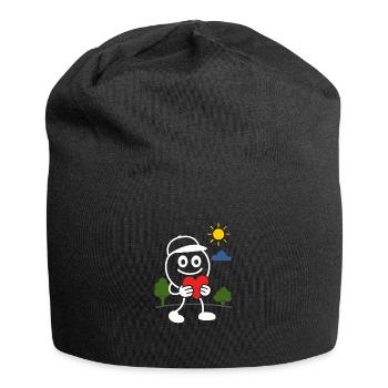 Ribbo mit Herz – Wärme und Freude verschenken - Jersey-Beanie - Schwarz - Vorne