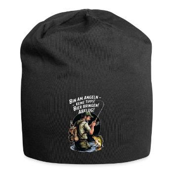 I'm fishing – tips no, beer yes! - Jersey Beanie - black - Front
