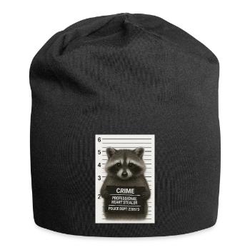 Raccoon – heart theft with a system - Jersey Beanie - black - Front