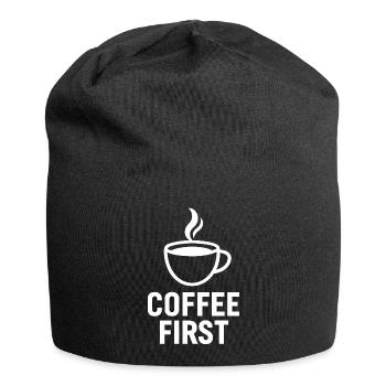 Coffee First – Minimal Coffee Design - Jersey Beanie - black - Front