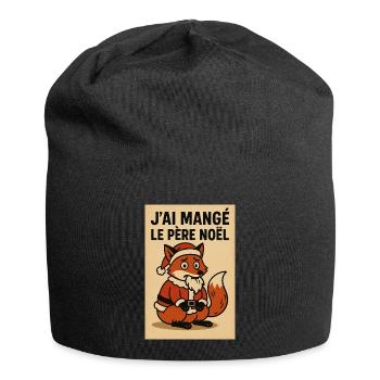 Festlicher Weihnachtsfuchs im Weihnachtsmann Kostüm - Jersey-Beanie - Schwarz - Vorne