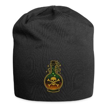 Halloween Poison Bottle | Glittering Skull Vial - Jersey Beanie - black - Front