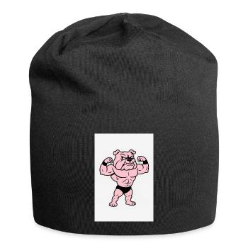 Pink Muscle Bulldog Pose - Jersey Beanie - black - Front
