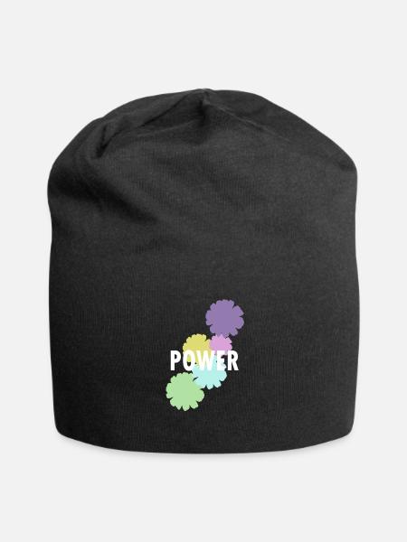 Mama Flower Power - Jersey-Beanie - Schwarz