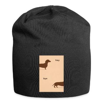 Hey Bye Dackel – Lustiges Hundeposter - Jersey-Beanie - Schwarz - Vorne