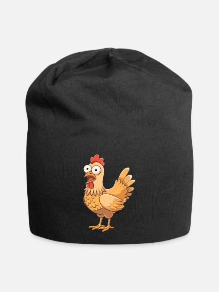 Lustiges Huhn Cartoon Bauernhof Humor - Jersey-Beanie - Schwarz