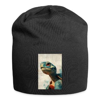 Illustration of a turtle - Jersey Beanie - black - Front
