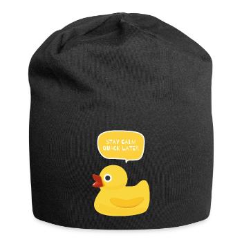 Stay Calm, Quack Later Duck Design - Jersey Beanie - black - Front