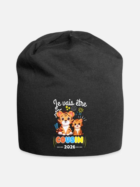 Ich werde Cousine sein 2026 Tigerschwangerschaft Ankündigung - Jersey-Beanie - Schwarz