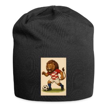 Löwe im Kroatien Fußballjersey - Jersey-Beanie - Schwarz - Vorne