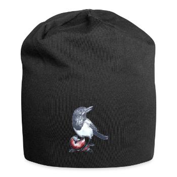Magpie with Christmas ball - Jersey Beanie - black - Front