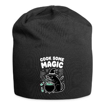 Cat magic in the cauldron - Jersey Beanie - black - Front