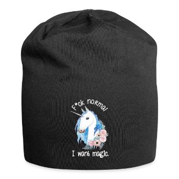 Fuck Normal I Want Magic – Einhorn Aquarell - Jersey-Beanie - Schwarz - Vorne