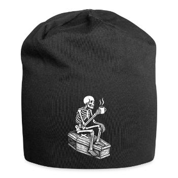 Skelett, das Espresso trinkt - Jersey-Beanie - Schwarz - Vorne
