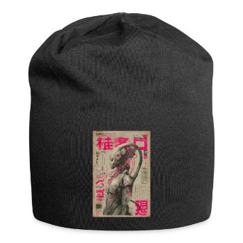 Mecha néon au milieu des actualités japonaises roses - Bonnet en jersey - noir - Devant