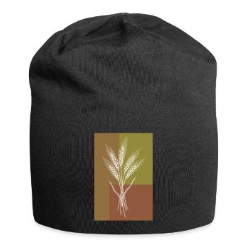 Wheat Ears Line Art – Nature Motif - Jersey Beanie - black - Front