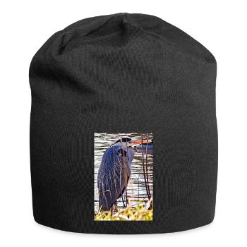 Héron cendré au lac - Photographie de nature Faune - Bonnet en jersey - noir - Devant