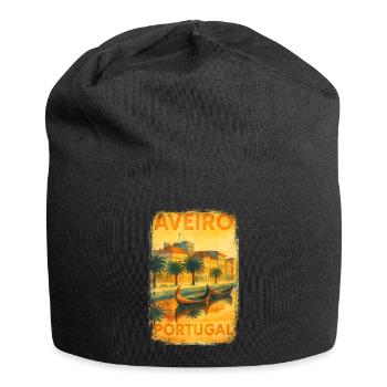 Aveiro, Portugal – Affiche aquarelle Moliceiros - Bonnet en jersey - noir - Devant