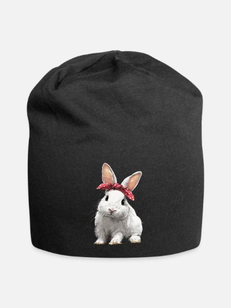 Hase Kaninchen Schleife - Jersey-Beanie - Schwarz