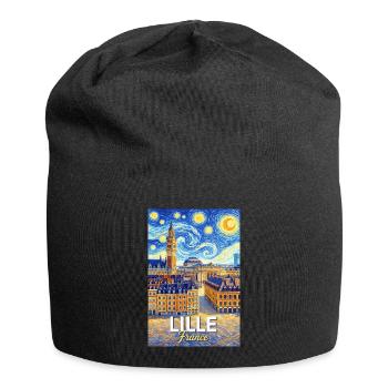 Lille, Frankreich - Jersey-Beanie - Schwarz - Vorne