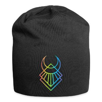Mehrfarbiges ägyptisches Mondsymbol - Jersey-Beanie - Schwarz - Vorne