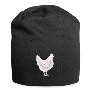 Peinture aquarelle de poule poule - Bonnet en jersey - noir - Devant